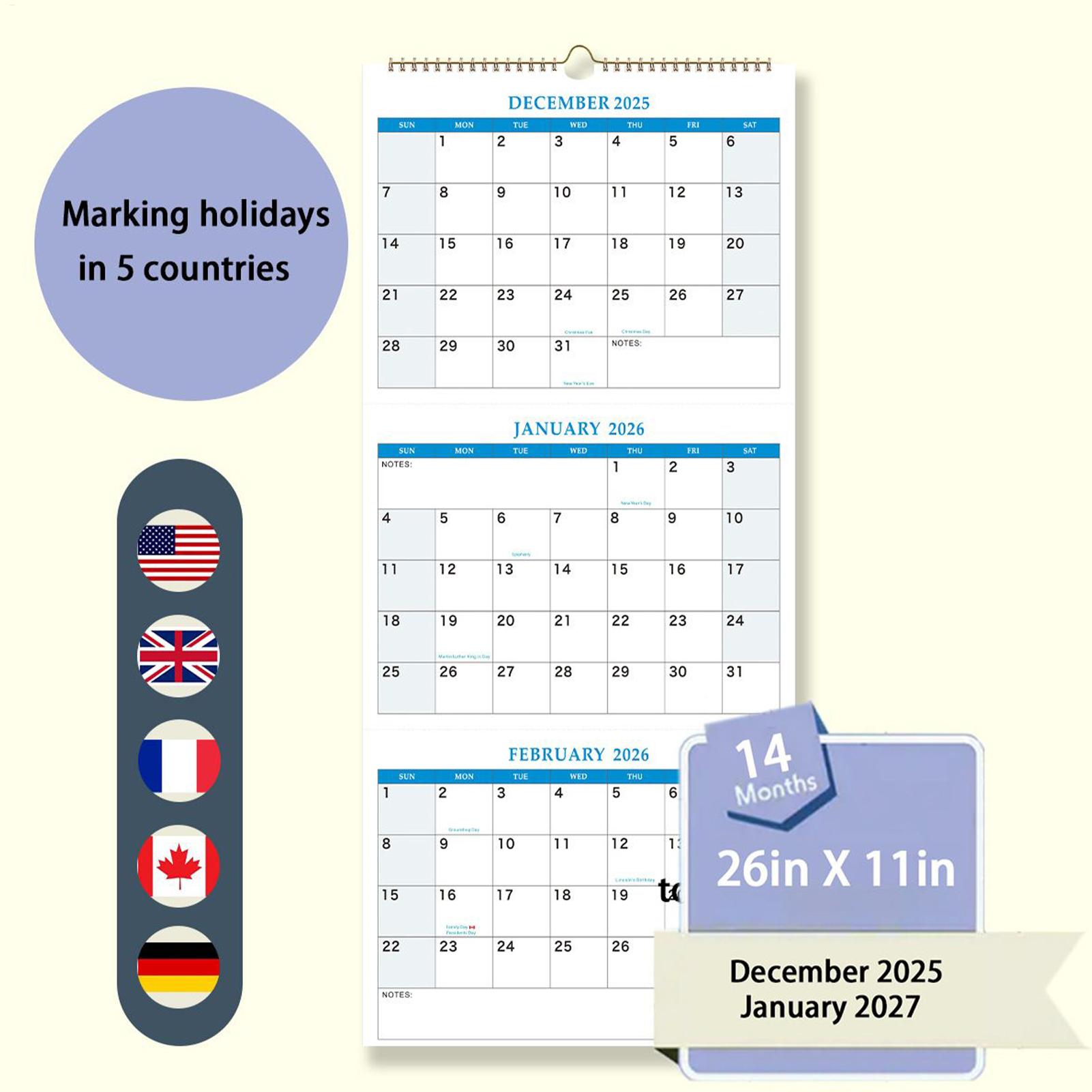 2026 Large Wall Calendar 3 Mon - Planned Parenthood ulasan dan harga
